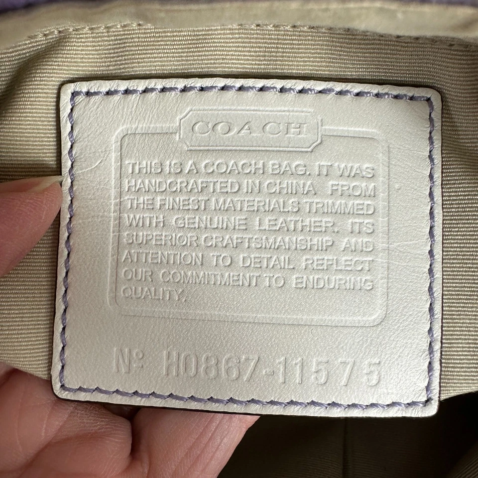 Bolso Hobo Pequeño Coach Lavanda Iris Blanco Firma Hampton Lona Y2K 11575 Foto 3 de 4