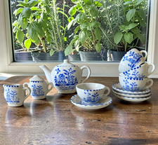 Vintage Jaymar Toy Tea Set 13 Pc Blue Willow Complete In Original Box Japa