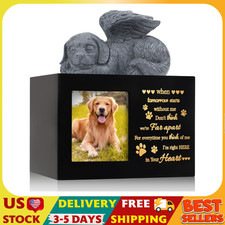 Pet Urns for Ashes, Large Wooden Pet Urns for Dog or Cat Ashes with Dog Angel, M