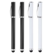 4pcs Ballpoint Pen with Stylus Tip 2 in 1 Rubber Stylus Pens, White Black