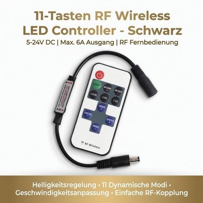  11-Tasten 6A 5-24V  RF Funkfernbedienung LED Streifen Dimmer PWM Controller 