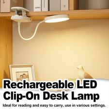Touch Dimmable LED Clamp Desk Lamp Portable Light 3 Color Modes Rechargeable USB