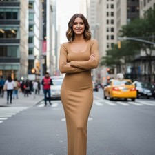 FASION NOVA Longsleeve Dress Maxi Small Size Gold Color