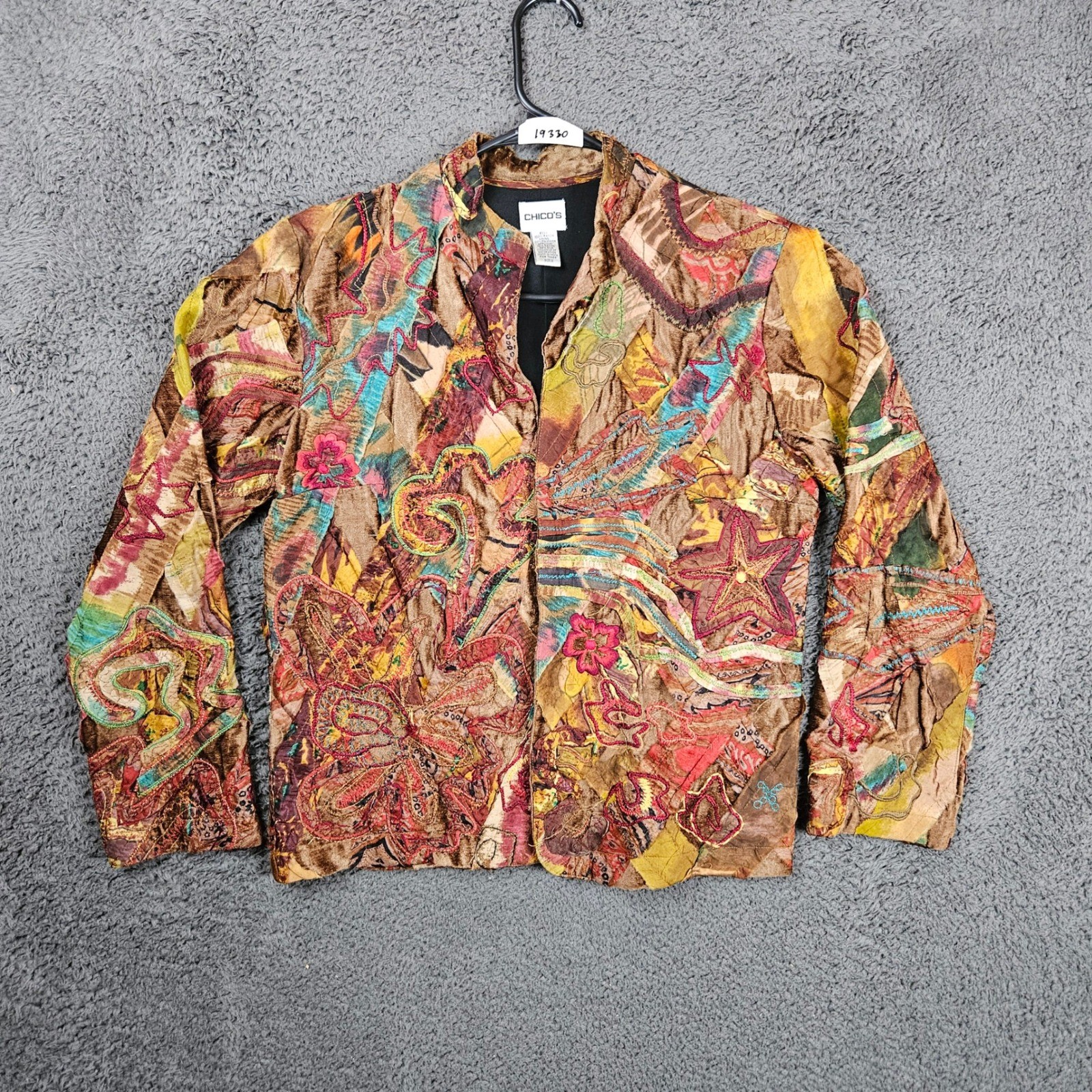 Chicos Patchwork Jacket Womens 0 Small Multicolor… - image 1