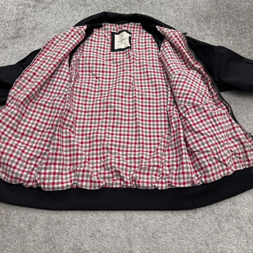 Ben Sherman Guinga Forrada Cremallera Completa Chaqueta Bomber Para Hombres Mediana Negra Algodón Informal Foto 3 de 4