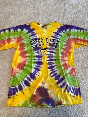 Vintage Kapas Tie-Dye Estes Park Colorado Moose T-Shirt 100% Cotton