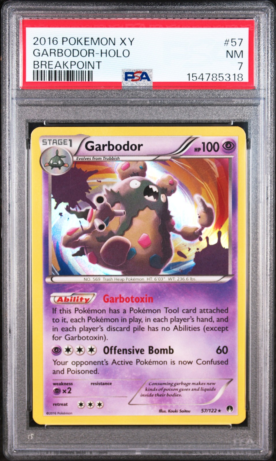 2016 Pokemon Xy Breakpoint #57 Garbodor-Holo Breakpoint PSA 7