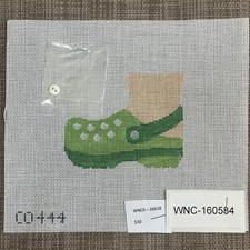Handpainted Needlepoint Canvas  Lime Croc w/ Button   Must Read Description 