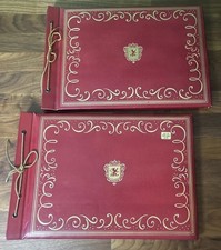 VTG Shoestring Bound Photo Album Scrapbook Pages Black White Unused Red Gold