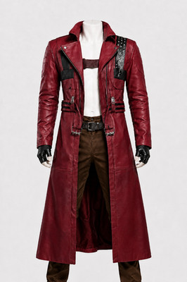 DMC 3 Dante Leather Trench Coat Devil May Cry 3 Hunter Cosplay Costume Hostler
