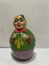 Antique RolyPoly Clown Toy From Germany 1895-1920 RARE Paper Mache Hand Painted