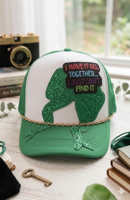 Green White Trucker Hat Mesh Back Unisex Adults One Size Adjustable Fit