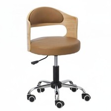 Upholstered Swivel Stool with Backrest Height Adjustable Compact Seating for