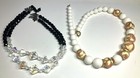 Vintage Lot 2 Japan Gold Tone Bead Faux Pearl Double Strand Necklaces — photo 1