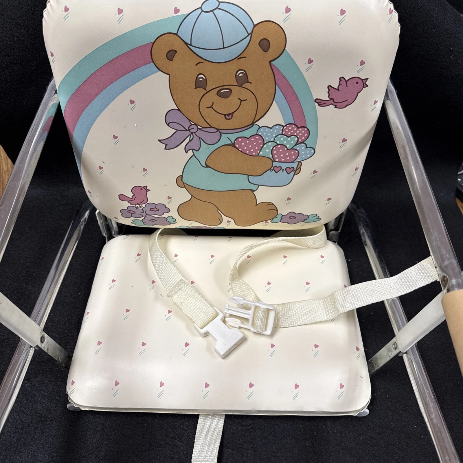 Graco Tot Loc No Slip Clip On High Chair/ Booster With Bears & Hearts VTG