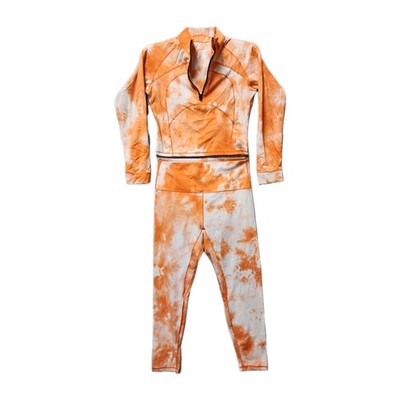Fbf Body Y2K Retro Yoga Suit Plus Size High Waisted Legging Size 2X Orange Gold 