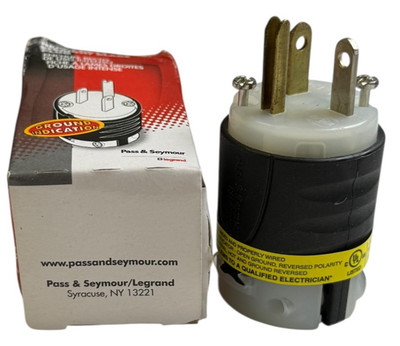 LEGRAND PS5366XGCM 3 Wire Ground Monitoring Straight Blade Plug 125VAC 20A