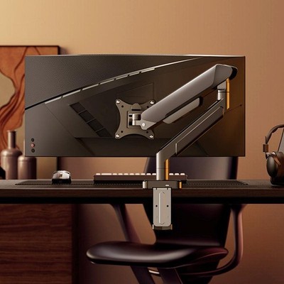 Single Monitor Mount Stand 32in Adjustable Desk Bracket Vesa Computer Arm