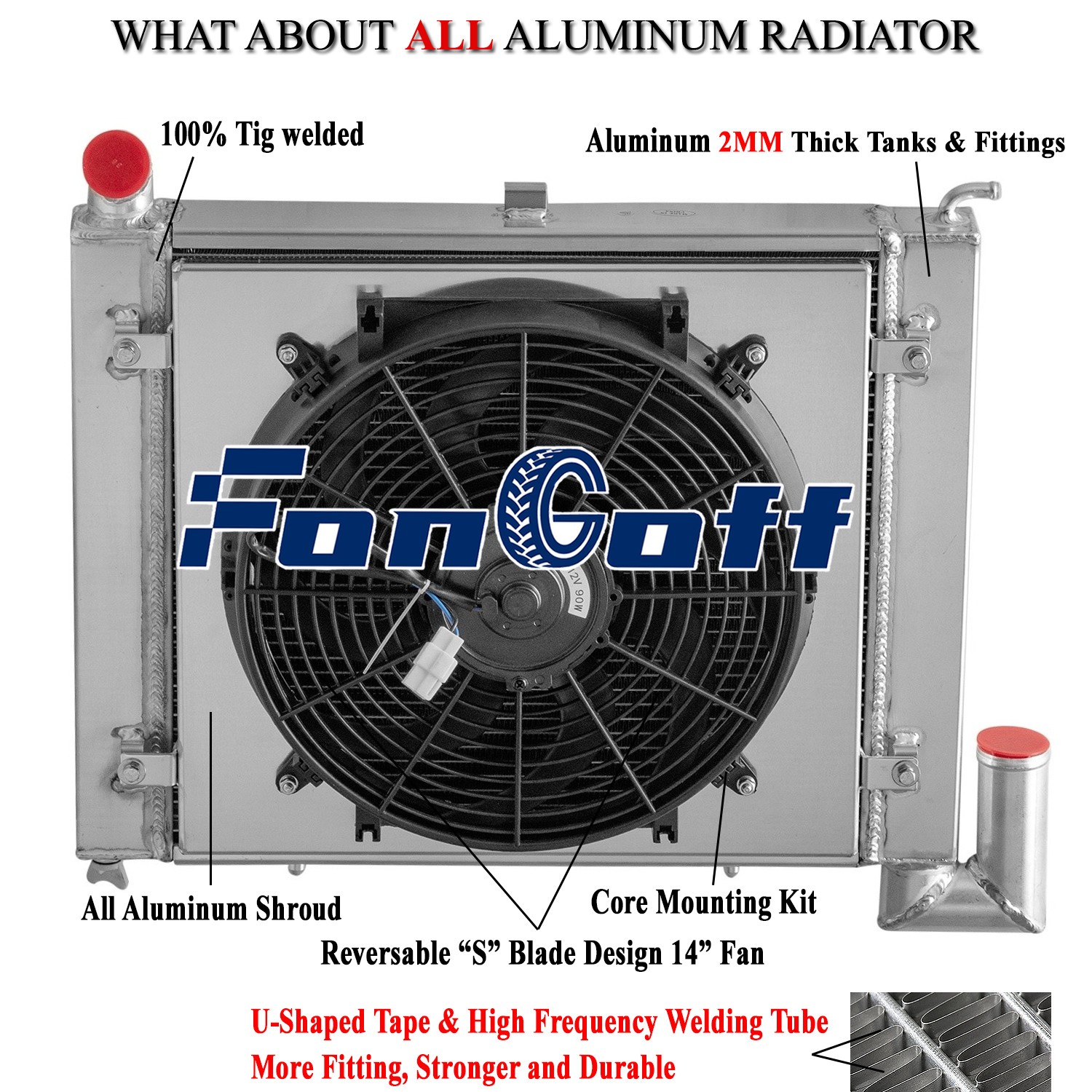 4 Row Radiator Shroud Fan Fits 1963-1972 Chevy Corvette 5.3L 5.4L V8 Small Block