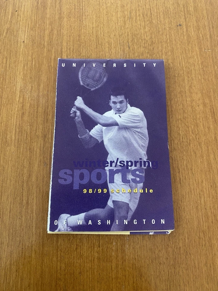 Folleto de calendario vintage de deportes de invierno/primavera 98/99 de la Universidad de Washington Foto 2 de 4