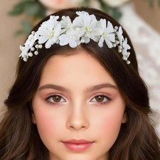 Flower Girl Headpiece Wedding Ivory Headbands Pearl Bridal Communion Access