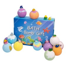 Kids Bath Ball 12 Pieces Natural Safe Colorful Bathbomb with Toys Inside active