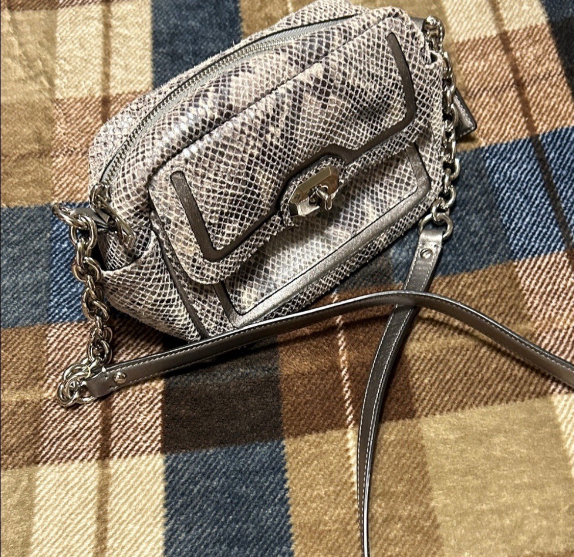 Coach Campbell SilverGray Python Exotic Snakeskin… - image 1