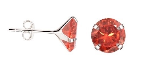 925 Silver Ruby Zircon Stud Earrings for July Birthdays