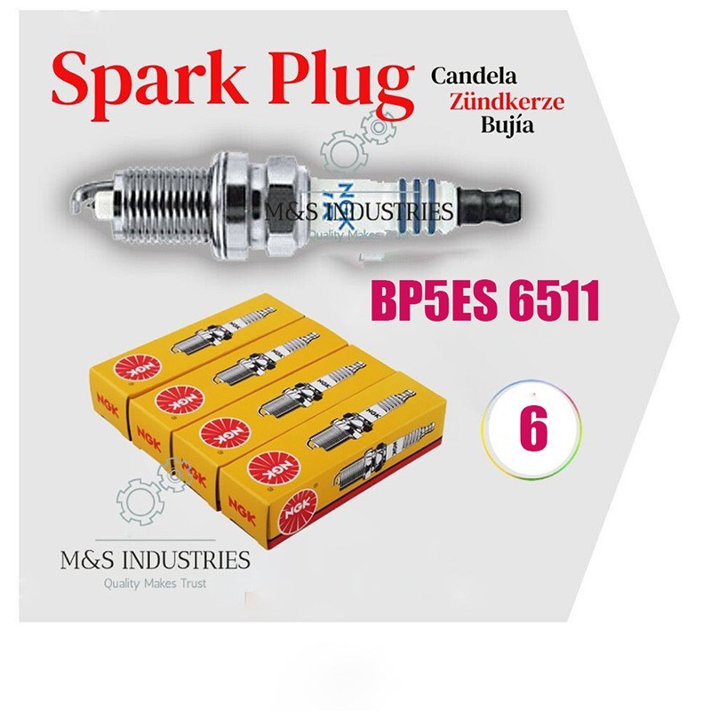 NGK Spark Plug BP5ES 6511 pack of 6PC fit BMW DAIMLER JAGUAR LAND ROVER VOLVO
