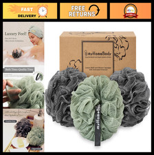 Large 70g Loofah Sponge Set - Exfoliating Bath Scrubber for Men  Women, 3 Pack