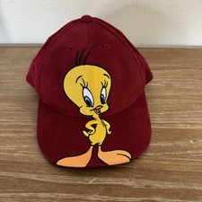 Kids 1998 Vintage Warner Bros. Studio Store Kids Red Embroidered Tweety Bird Hat