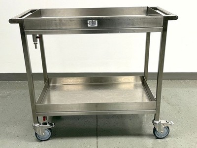 Stainless steel table trolley transport trolley tier trolley with 2 tubs 480 x 860 mm