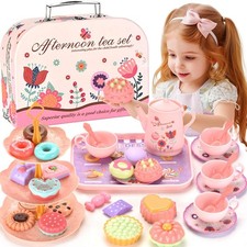 Kids Plastic Tea Party Set for Toddlers  Girls Ages 3-8   Princess Pretend P...