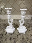 Vintage Pair Westmoreland Milk Glass 9” KOI FISH Candlesticks Candle Holders