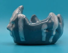 "Blue Melting Faces" - Abstract Original Clay Sculpture. Hand made & glazed.