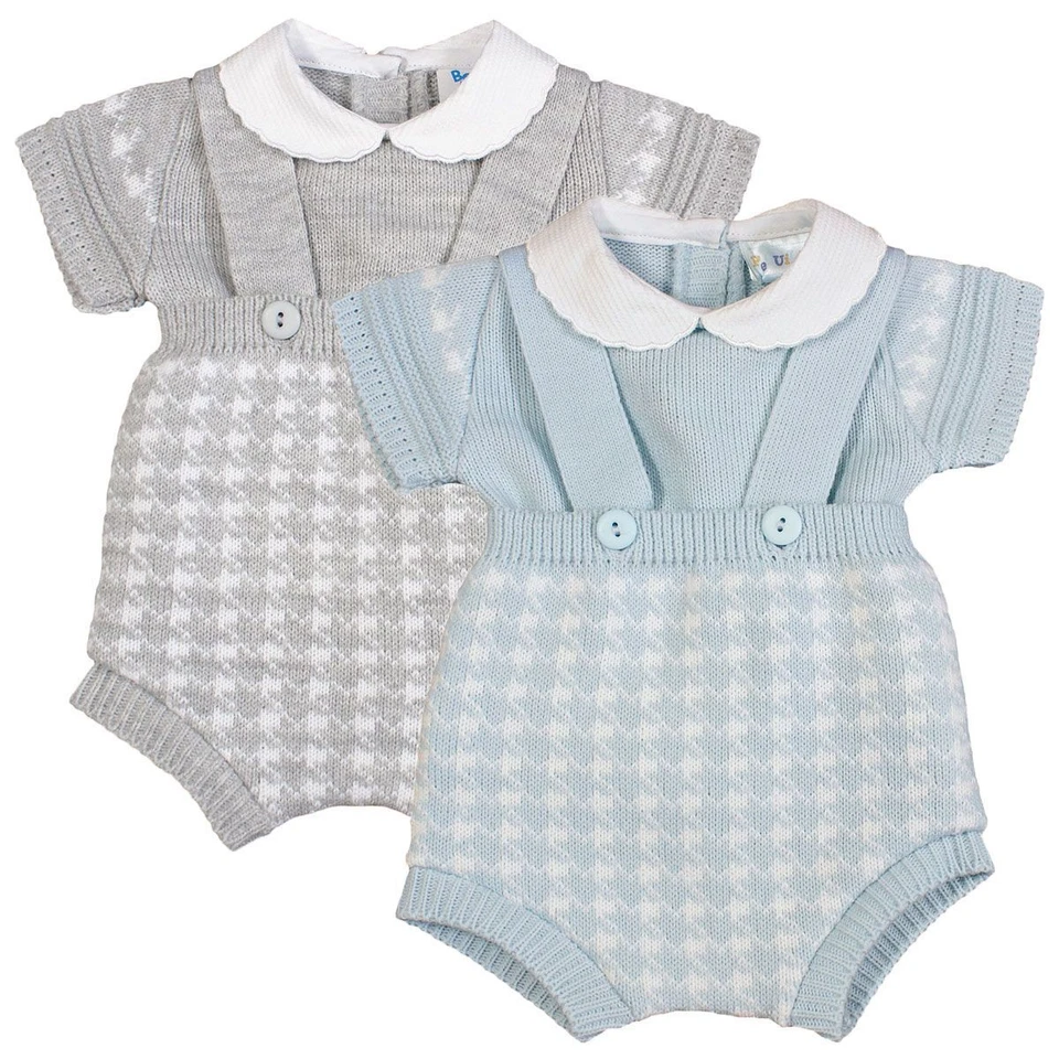 BEE BO Baby Boy Spanish Style Knitted Braces Dunagree Shorts Jam Pants Top Outfit Set