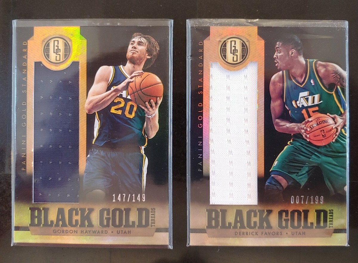 ? Lot 2 Black Gold Threads Gordon Hayward Derrick Favors 2012-13 