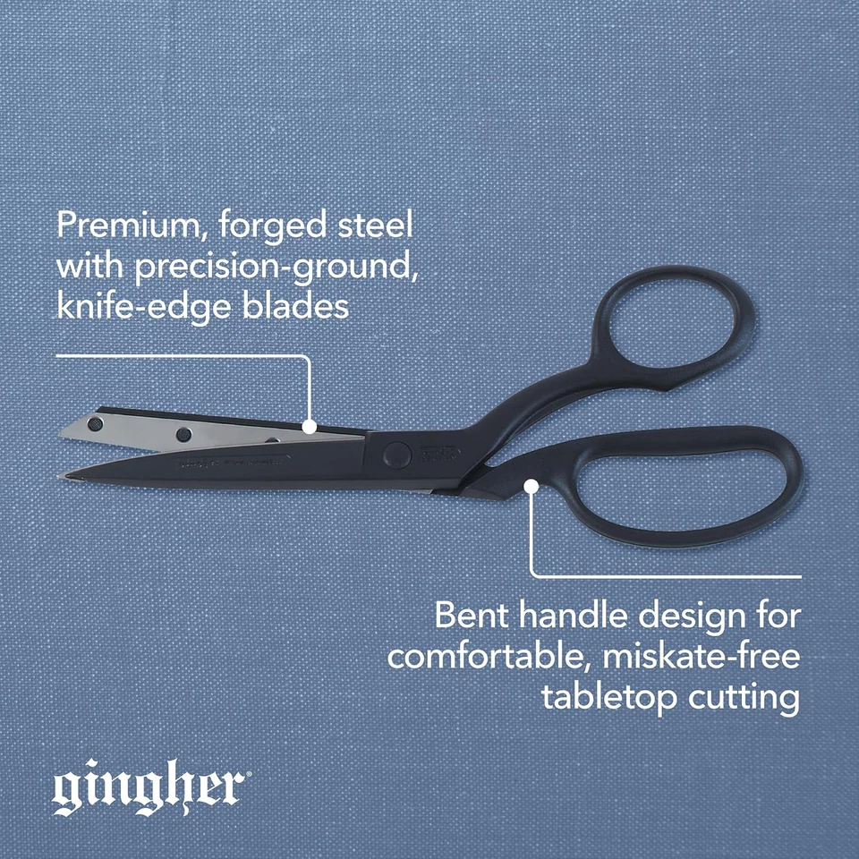 Gingher Featherweight Bent Handle Scissors - 8" Stainless Steel Shears - Sharp F - Image 3 of 4