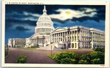 Postcard Night US Capitol Washington DC USA North America