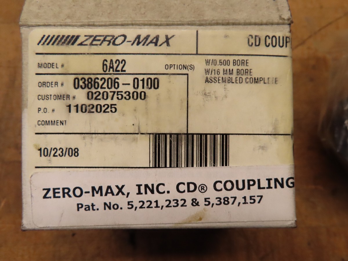 Genuine Zero-Max 6A22 Complete Assembled CD coupling .500