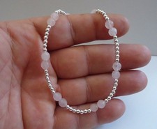 925 STERLING SILVER BEED ANKLE BRACELET W/ RO...