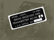 LABEL plaque plaquette radio BC611 A2 BRASS LAITON jeep willys scr 536us ww2