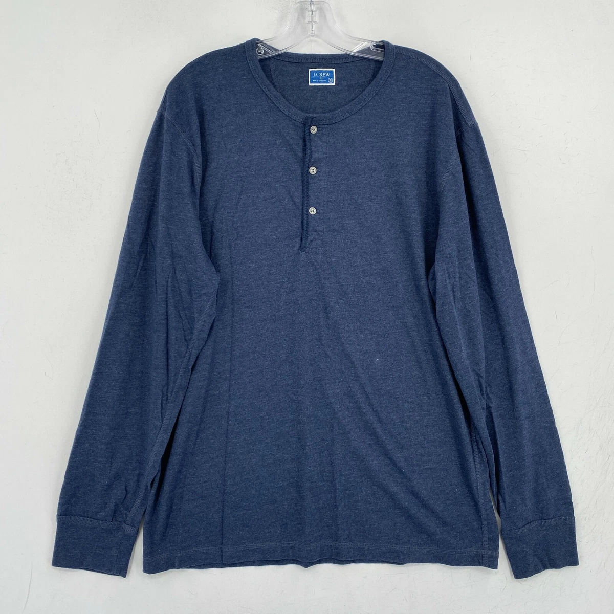 J Crew Henley Thermal Shirt Mens XL Extra Large Heather Blue Long