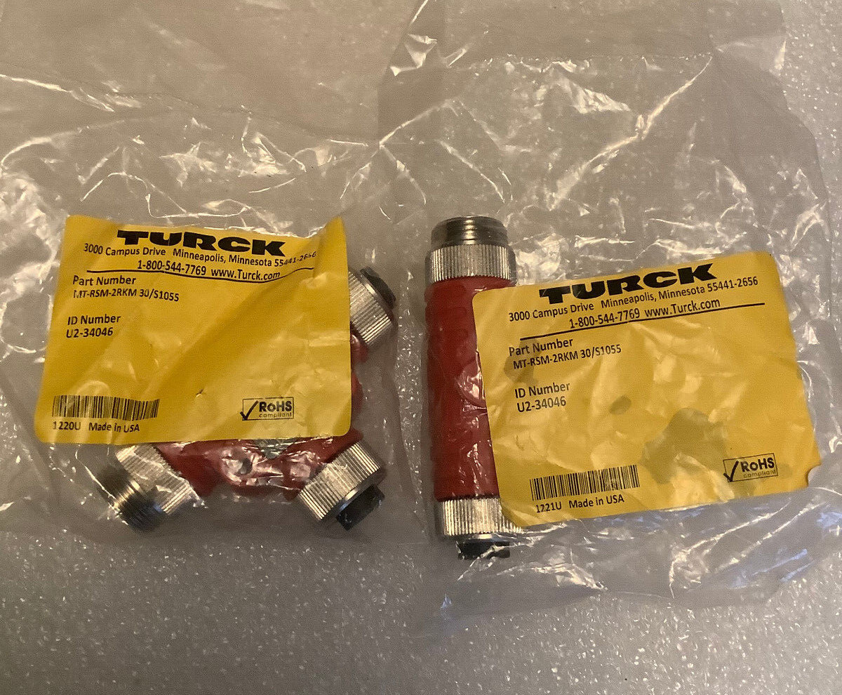 TURCK MT-RSM-2RKM 30/S1055 MINIFAST POWER TEES (LOT OF 2) **NEW**
