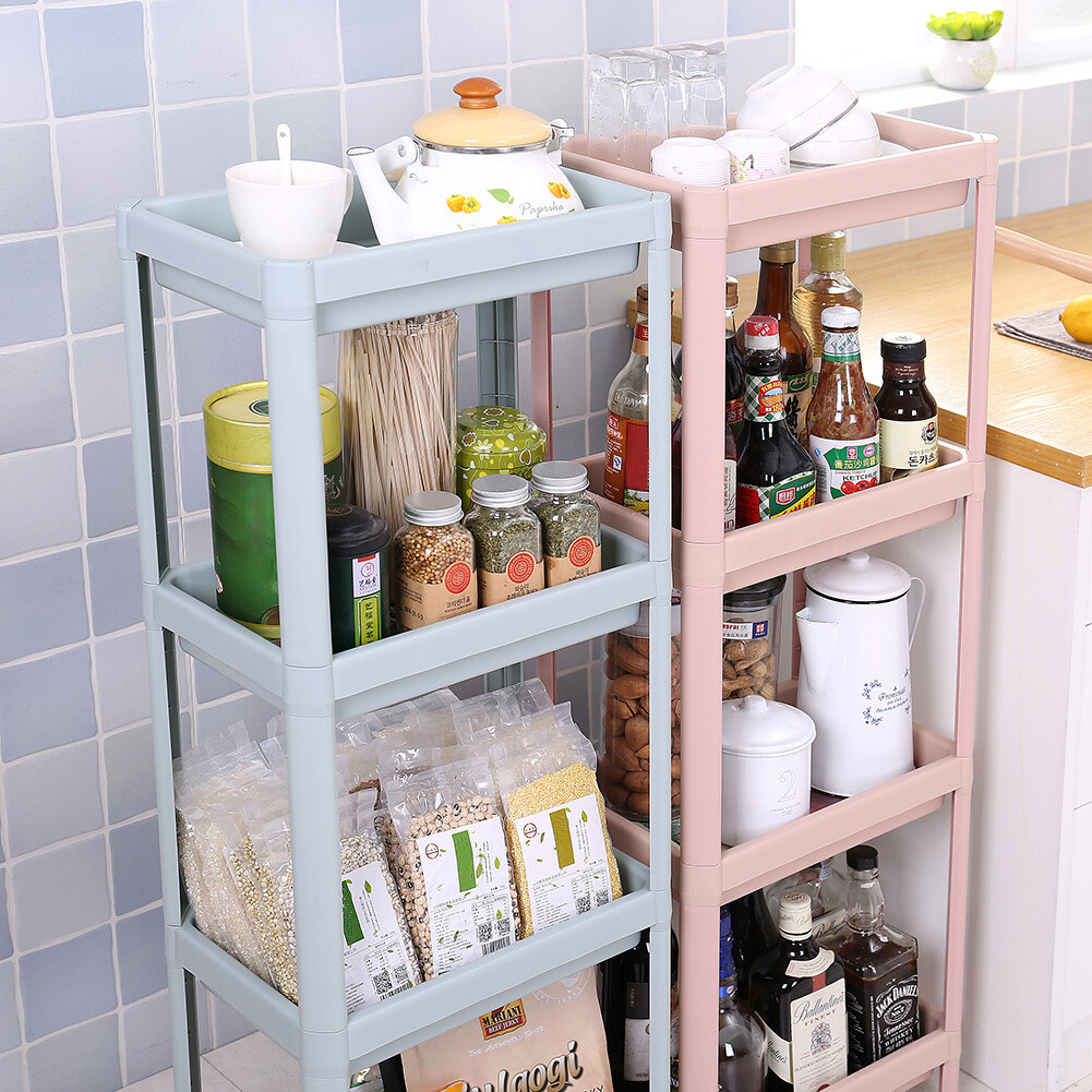 3 4 Tier Plastic Tray Stand Rack Kitchen Bathroom Organiser Storage