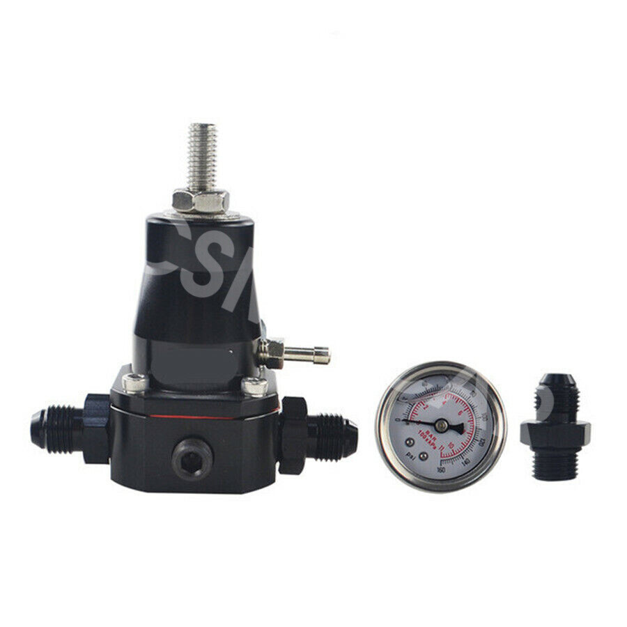 Vehicle Fuel Pressure Regulator W/Oil Gauge 3 AN6 Fittings 30-70 PSI Injection