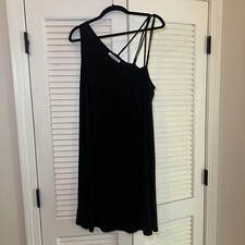 BCBG Generation XL Y2K Style Assymetrical Little Black Dress Fit & Flare