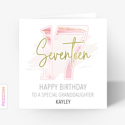 Personalisierte Karte 17. Geburtstag für Schwester Freundin Tochter Nichte Enkelin