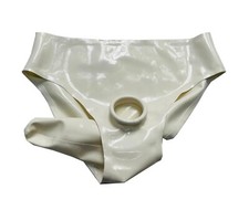 Rubber Latex Men's Briefs with Trims Ring Hole and Anal sheath Underwear 0.4mm