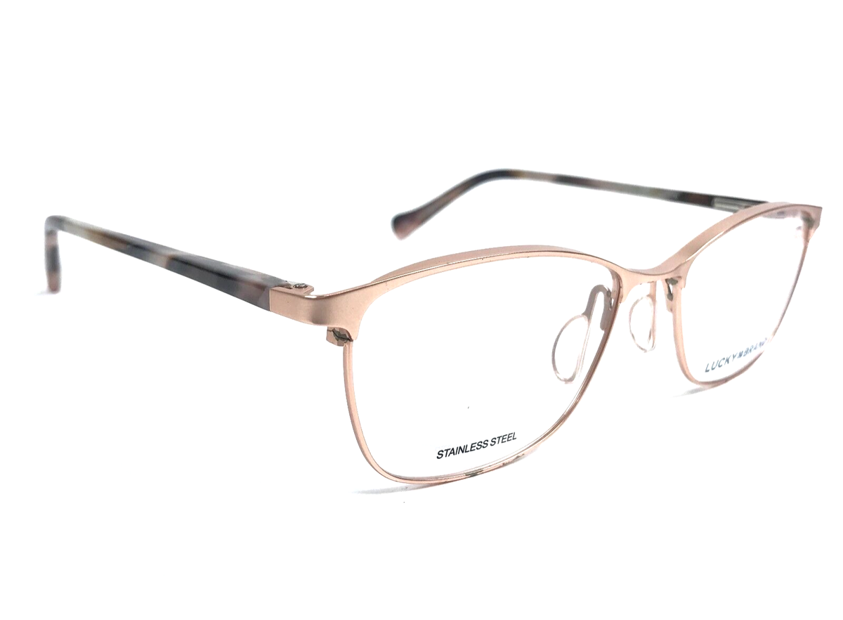 Lucky Brand Eyeglasses Frames D110 ROSE GOLD Brown Rectangle 